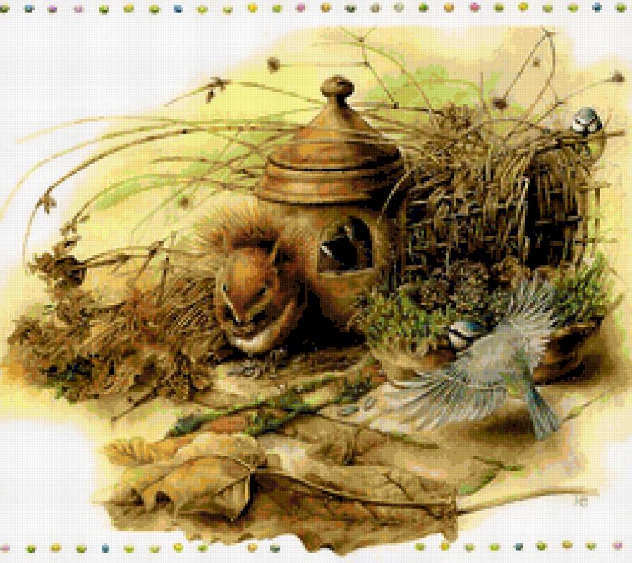 У Белочки в гостях - любимцы, пушистые комочки - предпросмотр