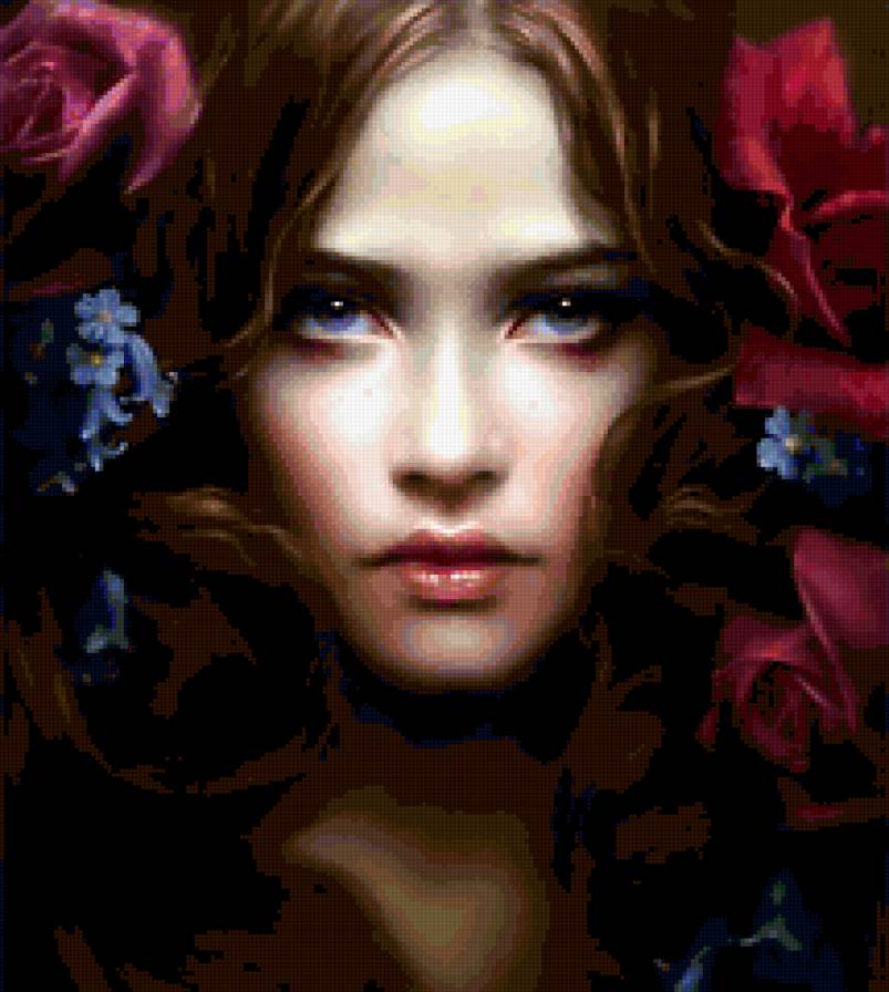 портрет девушки2 - цветы, девушка, портрет - предпросмотр