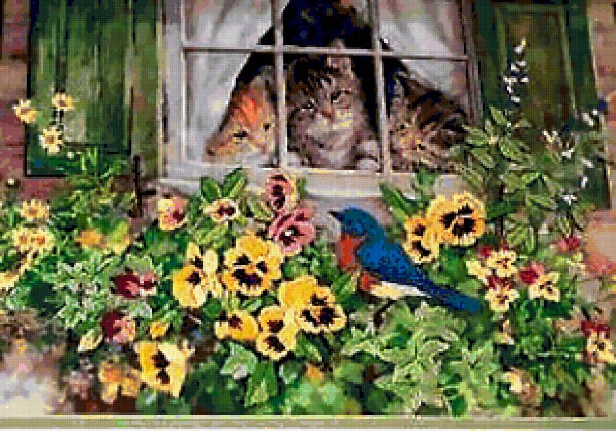 У окошка - пушистые комочки, любимцы - предпросмотр