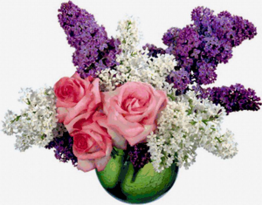 Букет сирени и роз - предпросмотр