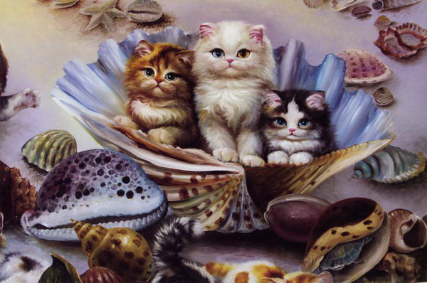 кошечки 4 - животные, картины, кошки - оригинал