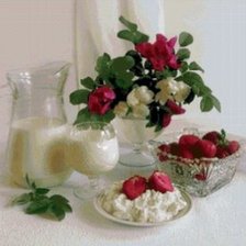 Схема вышивки «клубника со сливками»