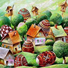 Схема вышивки «Пасхальная деревня»