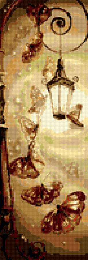 бабочки и фонарь - фонарь, бабочки - предпросмотр