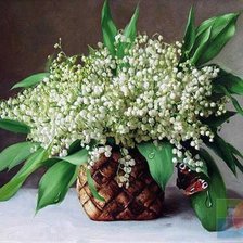 Схема вышивки «корзинка ландышей»