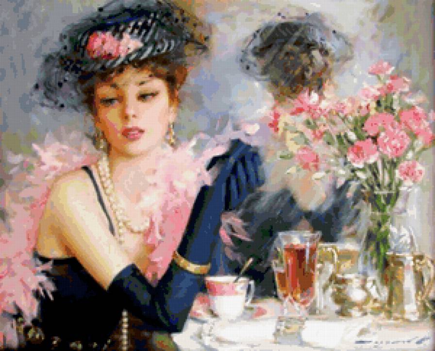 дама в кафе - женщины - предпросмотр