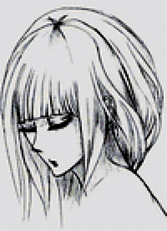 аниме девушка - аниме, девушка, монохром - предпросмотр