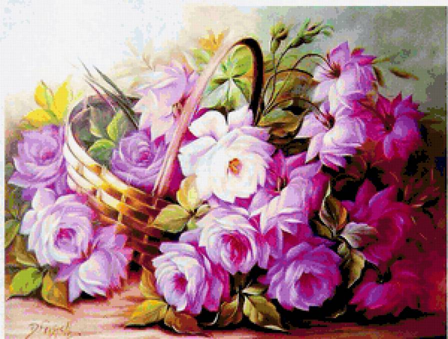 корзинка с весенними цветами - корзинка, цветы - предпросмотр