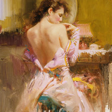 Схема вышивки «девушка у зеркала»