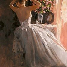 Схема вышивки «девушка у зеркала»