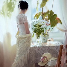 Схема вышивки «девушка у окна»