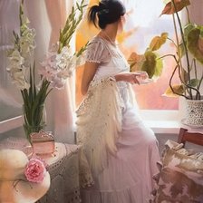 Схема вышивки «девушка у окна»