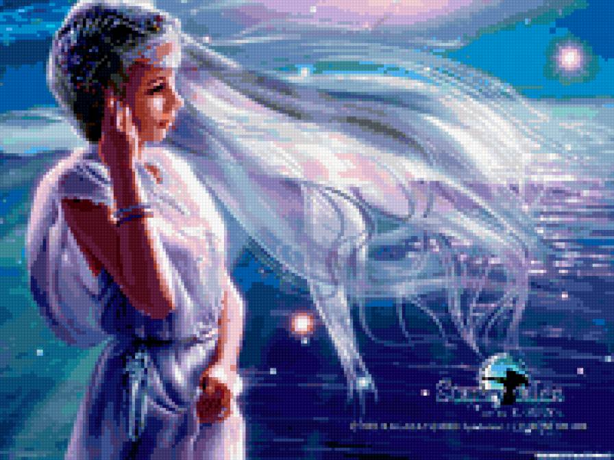 девушка у моря - картины кагайя - предпросмотр