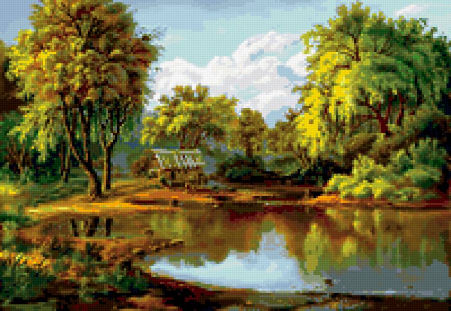 у озера - озеро, лето, лес, домик - предпросмотр