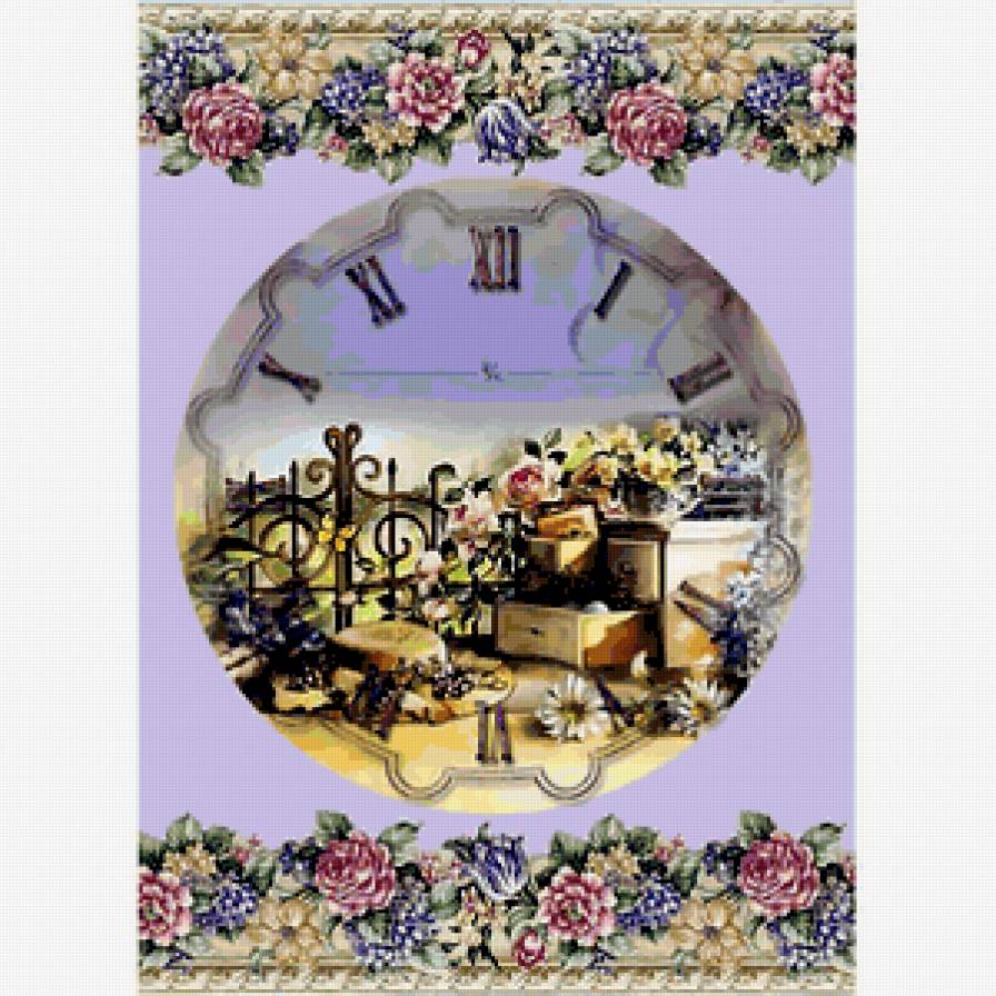 часы - часы, цветы, узоры - предпросмотр