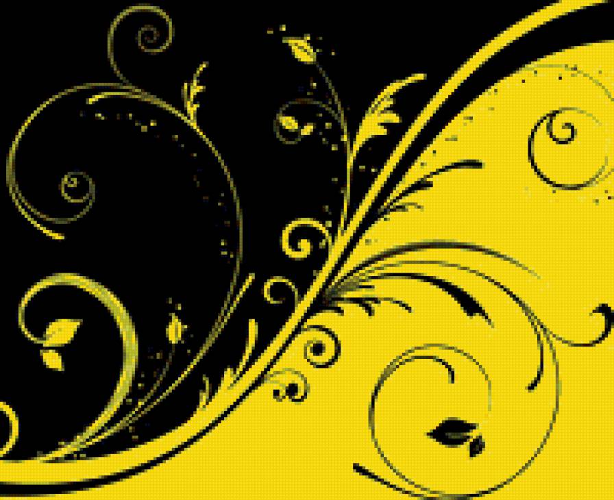 черное и желтое - узор, подушка, орнамент - предпросмотр