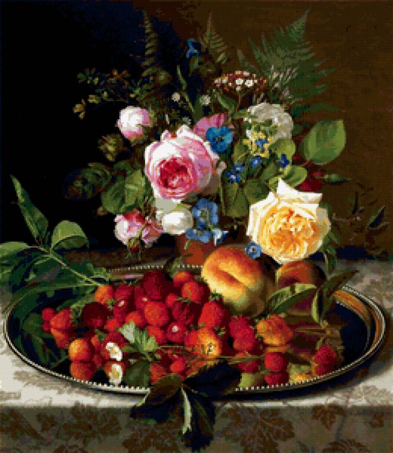 Лесная земляника - букет, натюрморт, цветы, ягоды - предпросмотр