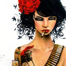 Схема вышивки «Девушка с сигаретой»