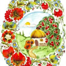 Схема вышивки «Рябиновый пейзаж»