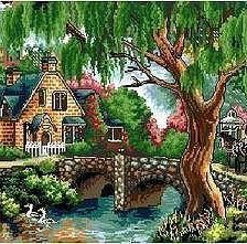 Схема вышивки «ива у моста»