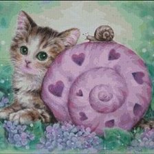 Схема вышивки «котик и улитка»