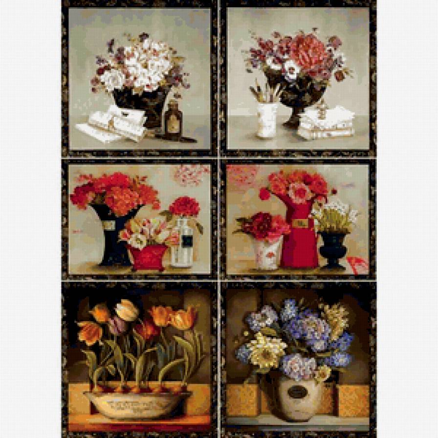 №313921 - натюрморт, розы, тюльпаны, цветы, вазы - предпросмотр