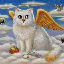 Схема вышивки «кот с золотыми крыльями»