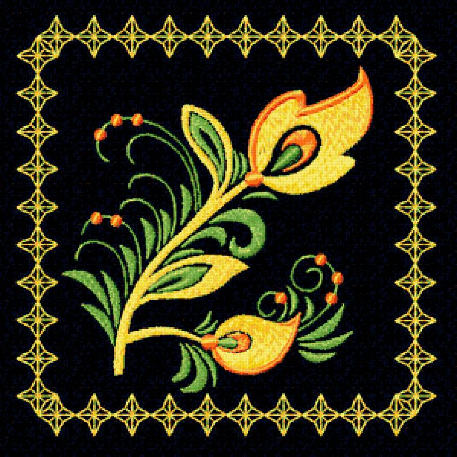 Идея для подушки - цветы, черные цветы, орнамент, узор - предпросмотр