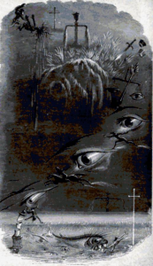 Жан Гранвиль. - рыбки, глаза, монохром, черно-белое - предпросмотр