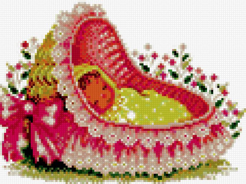 Кроха в корзинке - розовый, корзинка, ребенок, малыш, девочка - предпросмотр