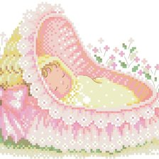 Схема вышивки «Кроха в корзинке»