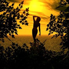 Схема вышивки «Силуэт девушки на закате»