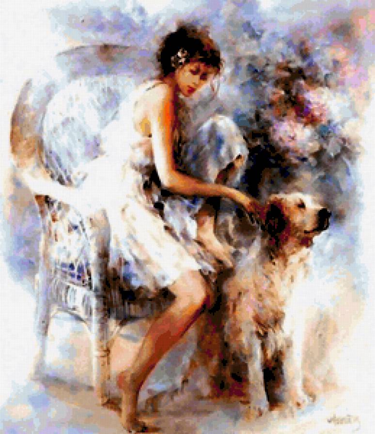 Willem Haenraets -дама с собакой - предпросмотр