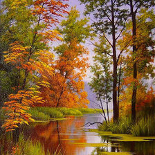 Схема вышивки «осенний пейзаж»