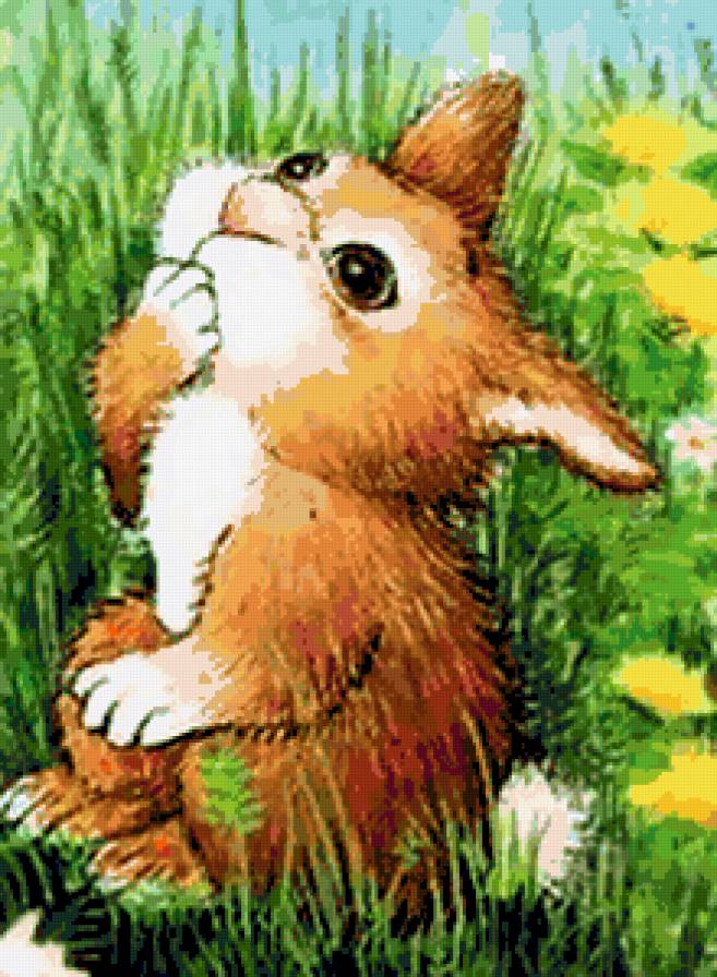 Зайчонок - весна, деткам, цветы, зайчик, одуванчики, зайчонок, зверушки - предпросмотр