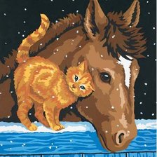 Схема вышивки «Лошадь и котенок»