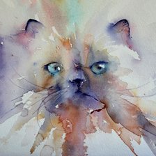 Схема вышивки «акварельный кот»