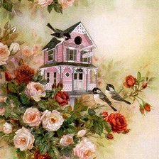 Схема вышивки «Птичкин домик 1»