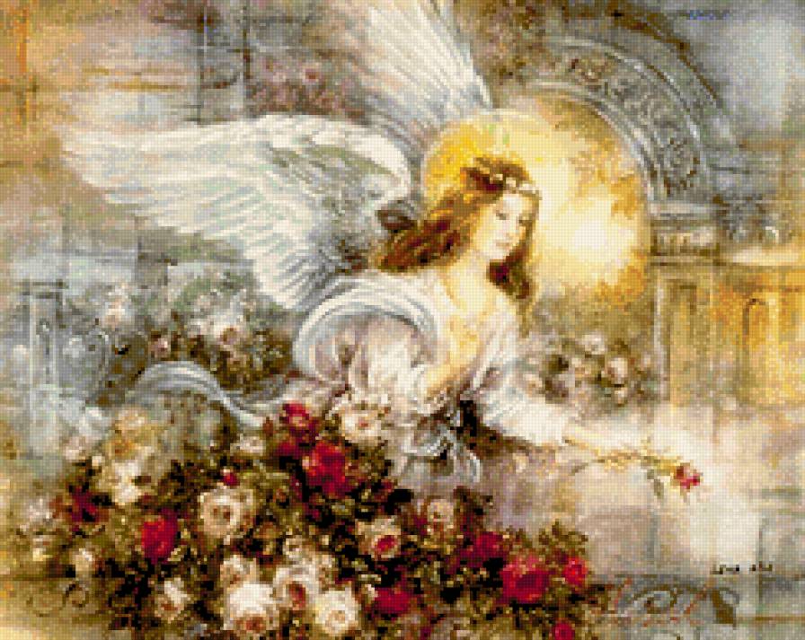 Ангел - красота, ангел, цветы - предпросмотр