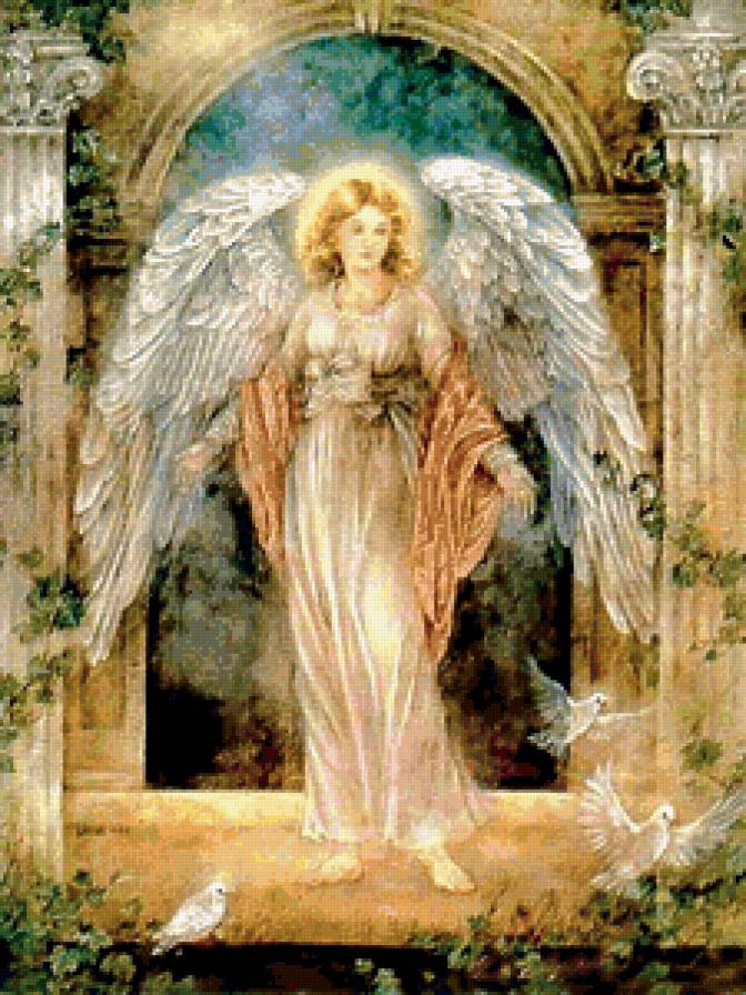 Ангелок и голуби - красота, ангел - предпросмотр