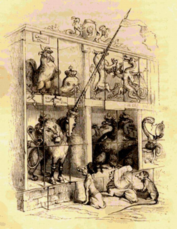 Жан Гранвиль. - люди, звери, миниатюра, карикатуры, монохром, черно-белое - предпросмотр