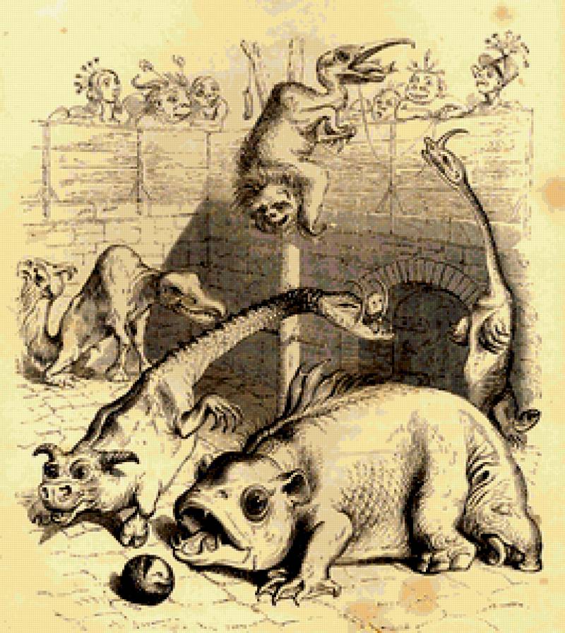 Жан Гранвиль. - черно-белое, миниатюры, карикатура, животные, монохром, люди - предпросмотр