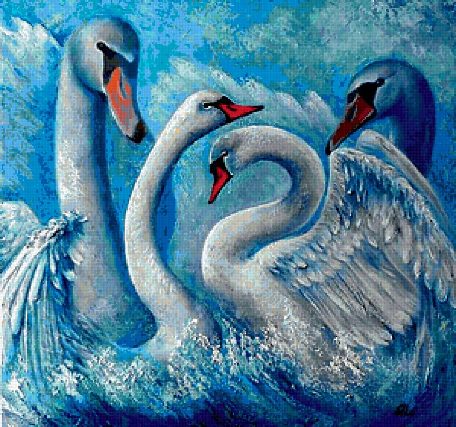 Лебеди - брызги, вода, лебеди - предпросмотр