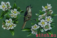 птичка в цветах