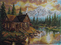 Схема вышивки «домик в горах»