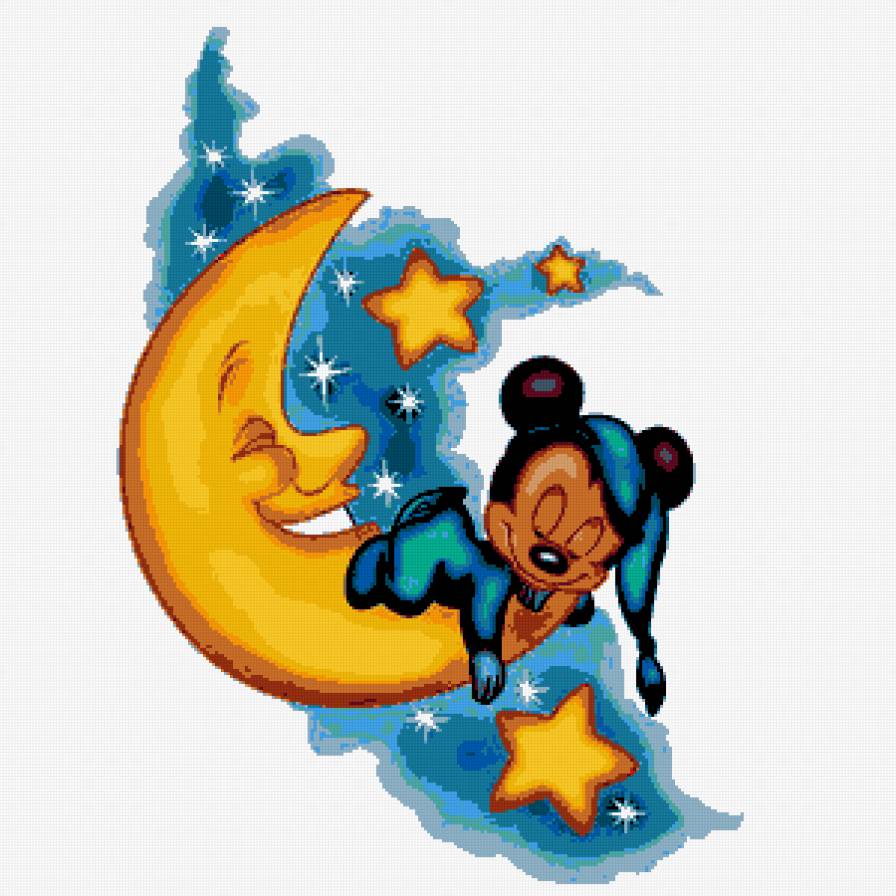 подушка Спокойной ночи!" - в детскую, месяц, детям, мышонок, подушка, для детей - предпросмотр