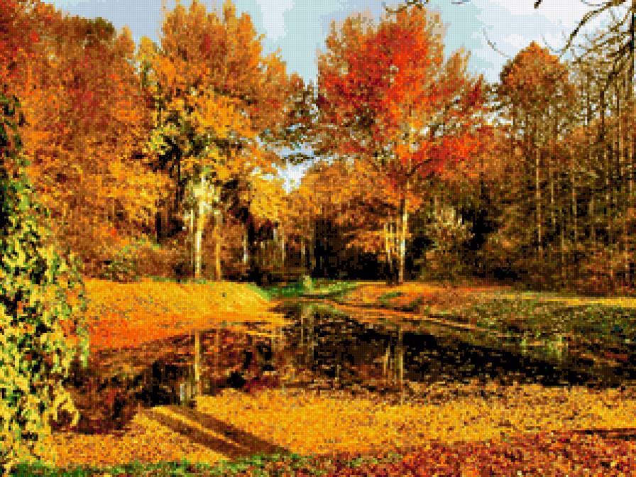 осень - природа, . пруд, деревья, осень - предпросмотр