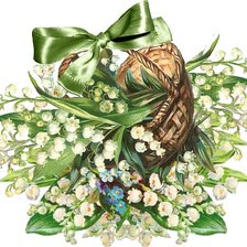 Схема вышивки «Букет ландышей в корзинке»