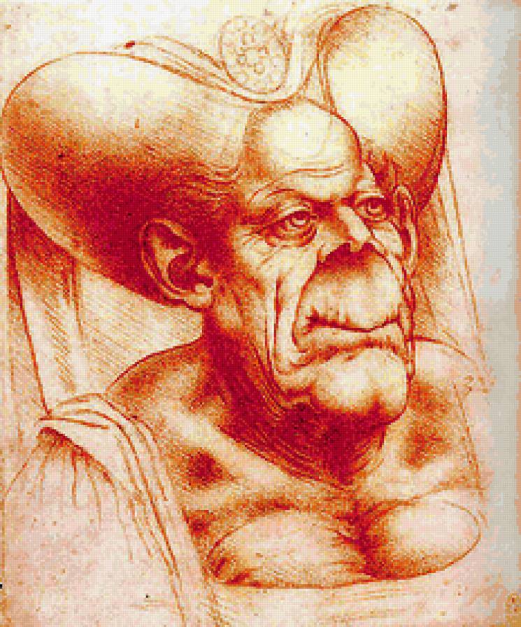 Леонардо да Винчи.Маргарита Тирольская. - монохром, портрет, люди, женщина, красное - предпросмотр