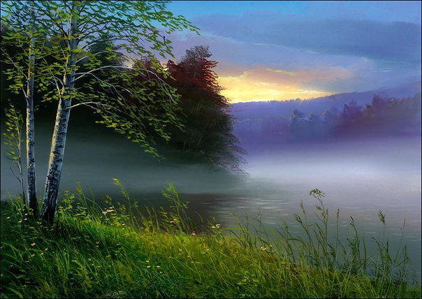 Туманное утро - природа, туман, утро, лето - оригинал